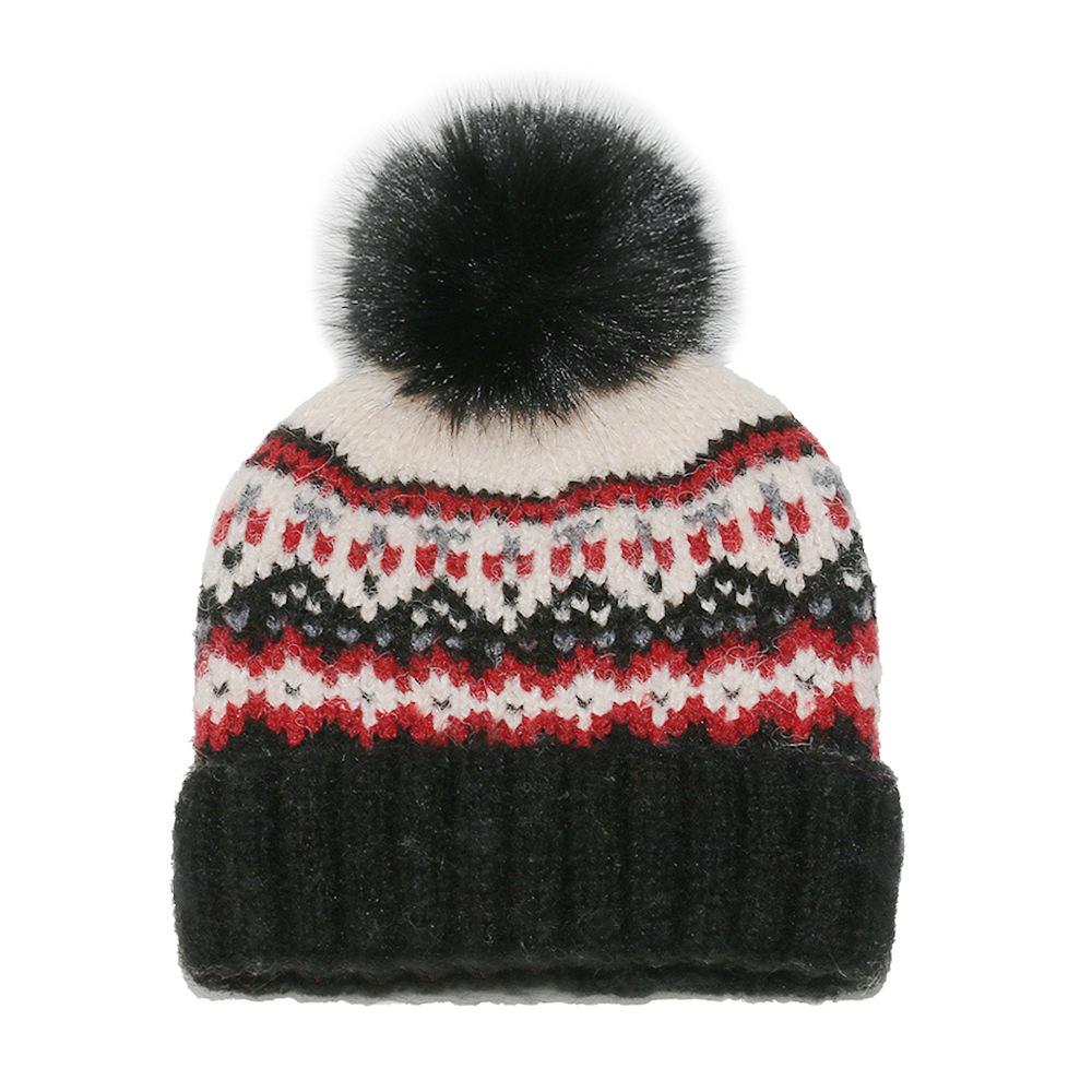

New Beanie Hat for Women Crochet Knit Slouchy Pom Pom Handmade Chunky Windeproof Beanie Winter Ski Warm Skull Cap One Size чёрный