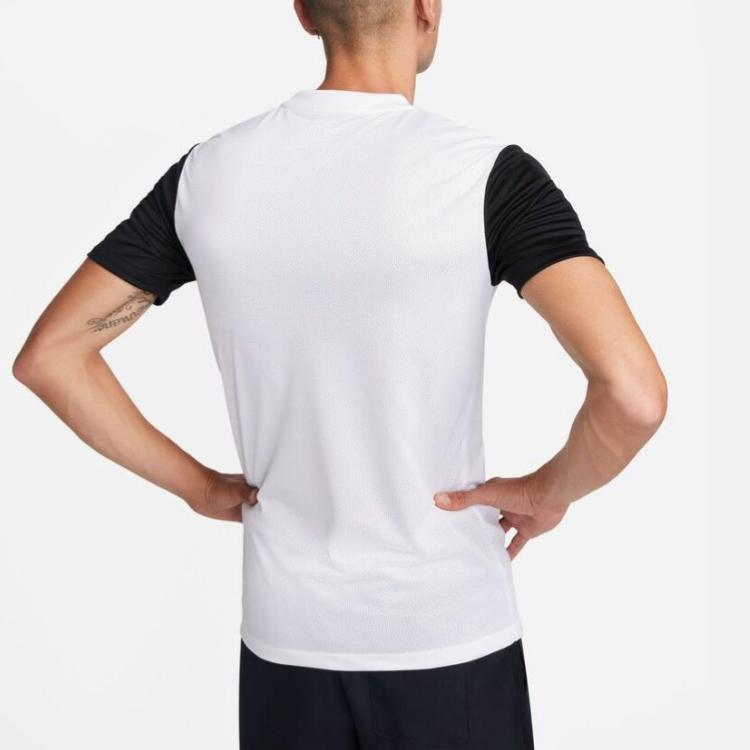 Nike Logo Print Colorblock V-Neck Short Sleeve T-Shirt Men Tops White DH8035-100