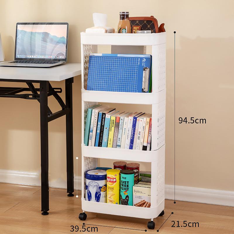 

2/3/4-слойная кухонная полка для хранения, тонкая выдвижная башня, подвижная сборка, пластиковая полка для ванной комнаты на колесах, компактный органайзер 4 layers