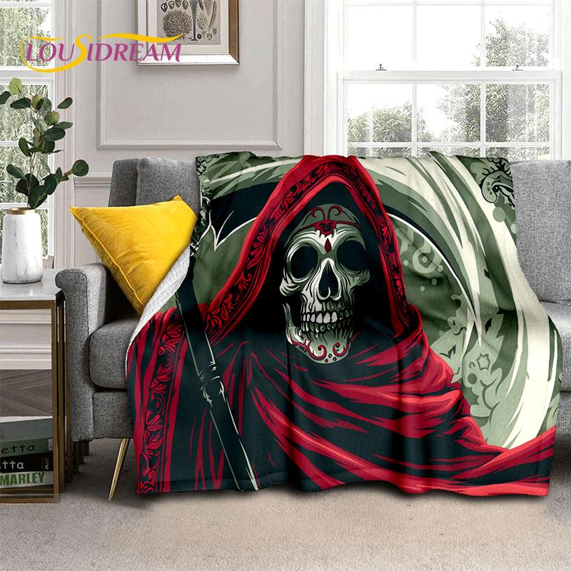 2025 New Gothic Horror Character Skull Ghost Soft Blanket,Soft Throw Blanket for Home Bedroom Bed Sofa Picnic Travel Child Gift