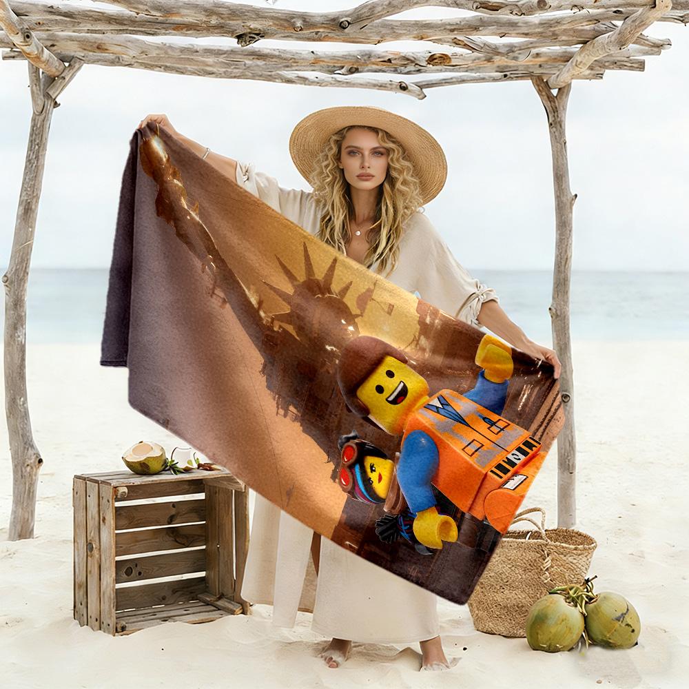 Lego Bricks Beach Towel Super Soft Absorbent Comfortable Lightweight