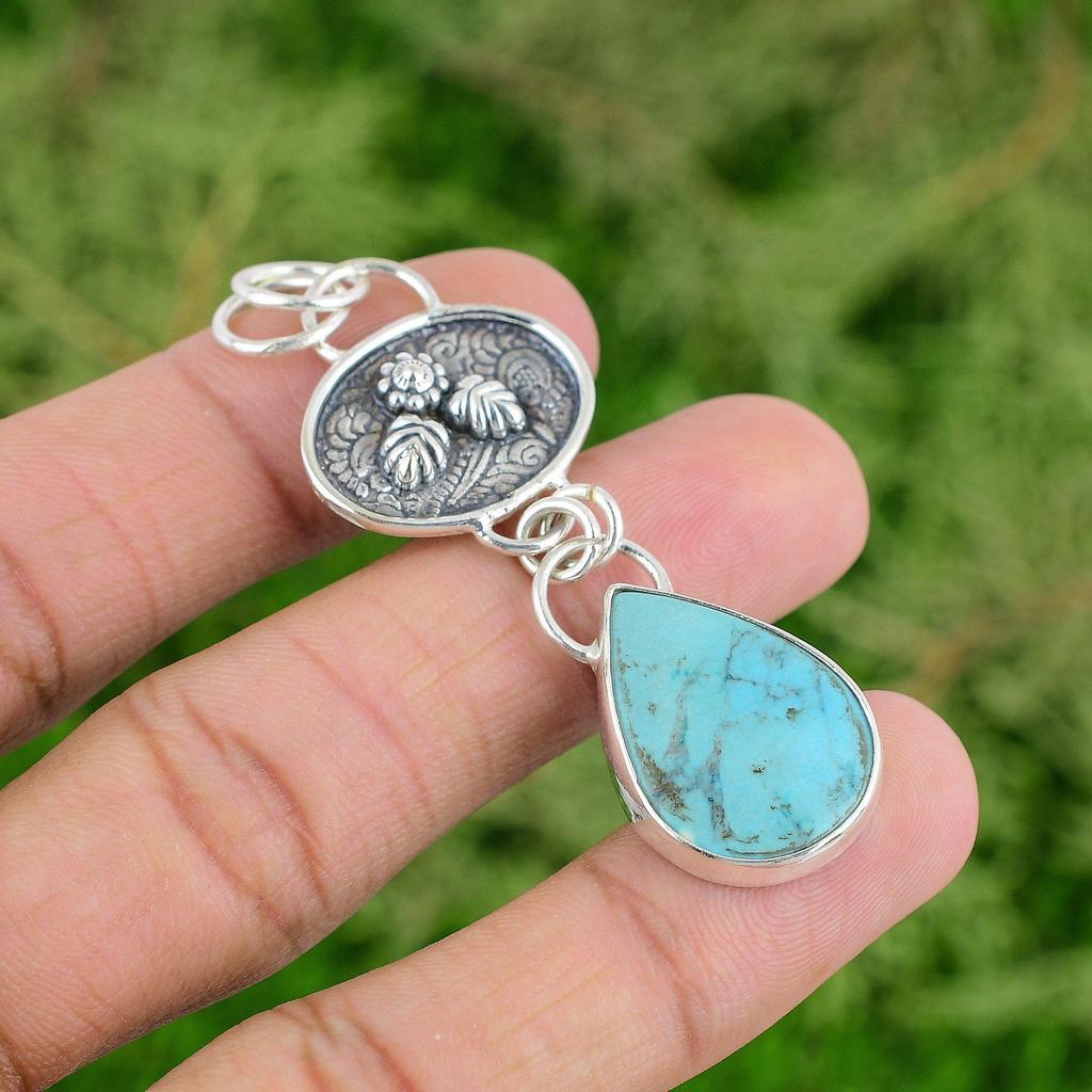 Daughters Day Sale 925 Sterling Silver Tibetan Turquoise Stone New Wife Pendant