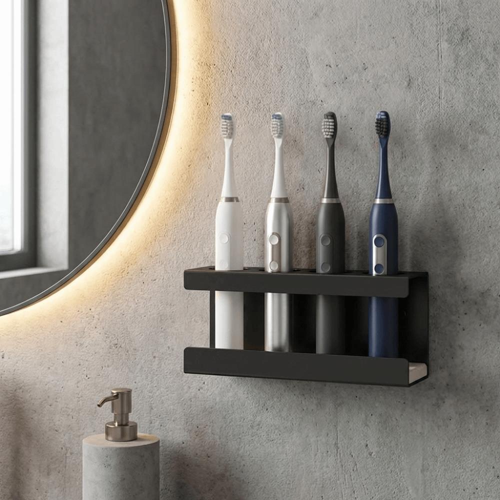 Space Saving Electric Toothbrush Stand Plastic Storage Rack 4-Slot Toothbrush Holder Shower