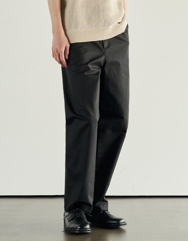ROTEMBER Lyocell Officer Chino Pants [Black]