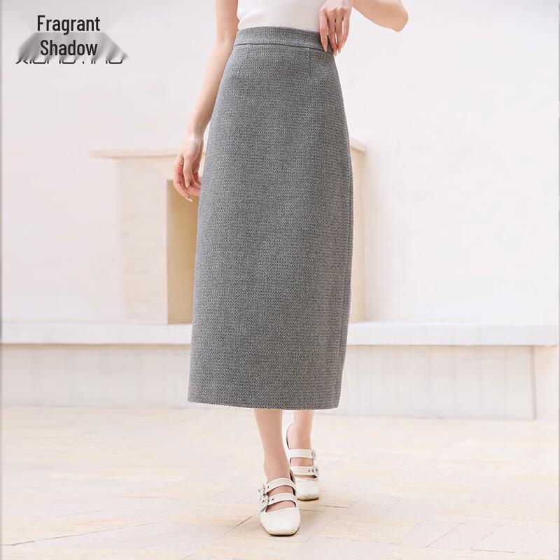 Elegant French Style Wool Blend Skirt M