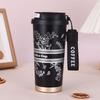 Woman Flower Coffee Mug 500ml Stainless Steel Vacuum Flask Straw and Directly Drinking Insulated Tumbler Thermal Cup Gift