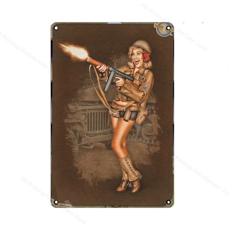 Vintage Classic Movie Tin Sign Retro Metal Plate Sexy Beauty Painting Wall Decor Airplane Plaque Pin Up Poster Room Decoration