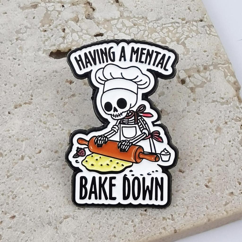 Cute Skull Chef Brooch: Creative Quote Badge for Backpacks - Alloy Decorative Accessory