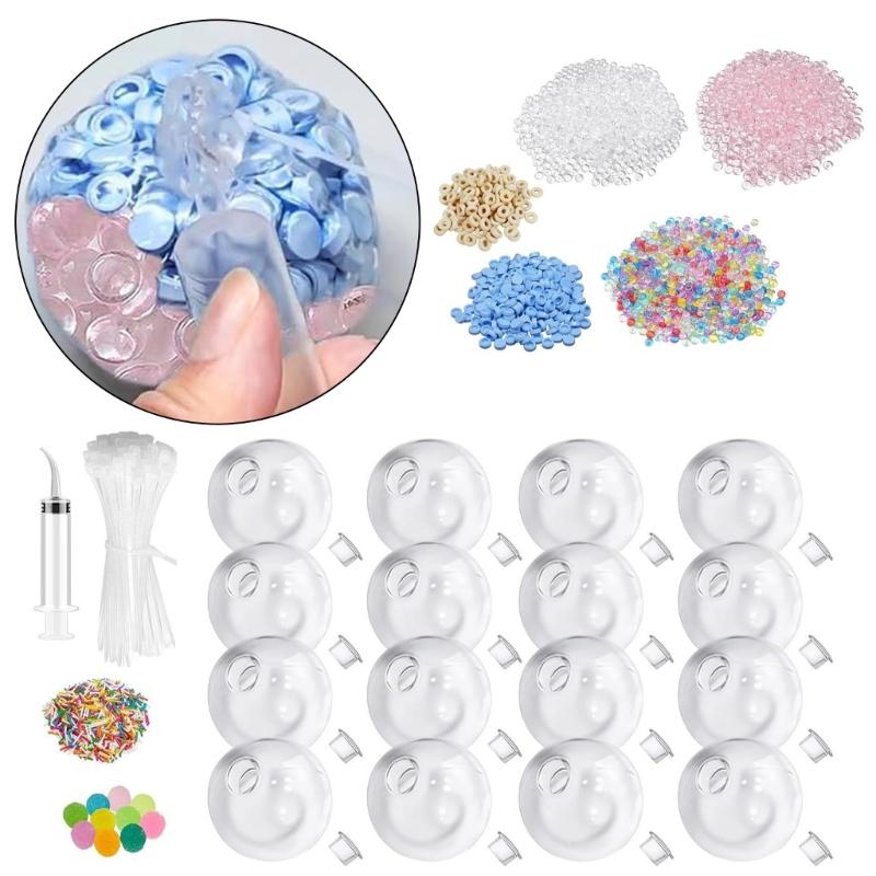 Make Your Own Stress Balls Set, 16 Empty Clear Balls with Soft Additions, Fill Tube and Closures for DIY Play, Group Projects and Event Bags