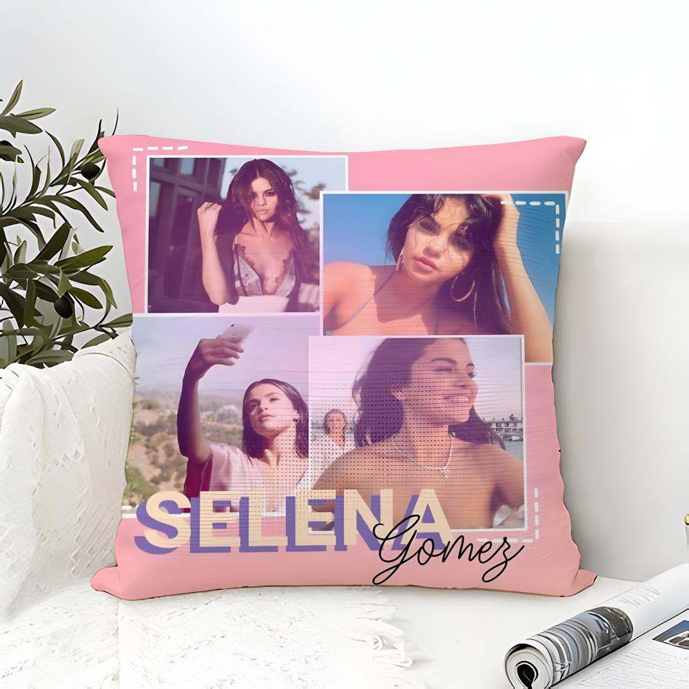 Pillow Case Cotton Linen Fabric Square Zipper Pillowcase Home Decorative Living Room Singer Music S-Selena Gomez 2