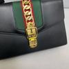 [Pre-Owned] Sylvie Gold Buckle Striped Webbing Thin Shoulder Strap Shoulder Crossbody Handbag Small - Very Good #GBBAFM