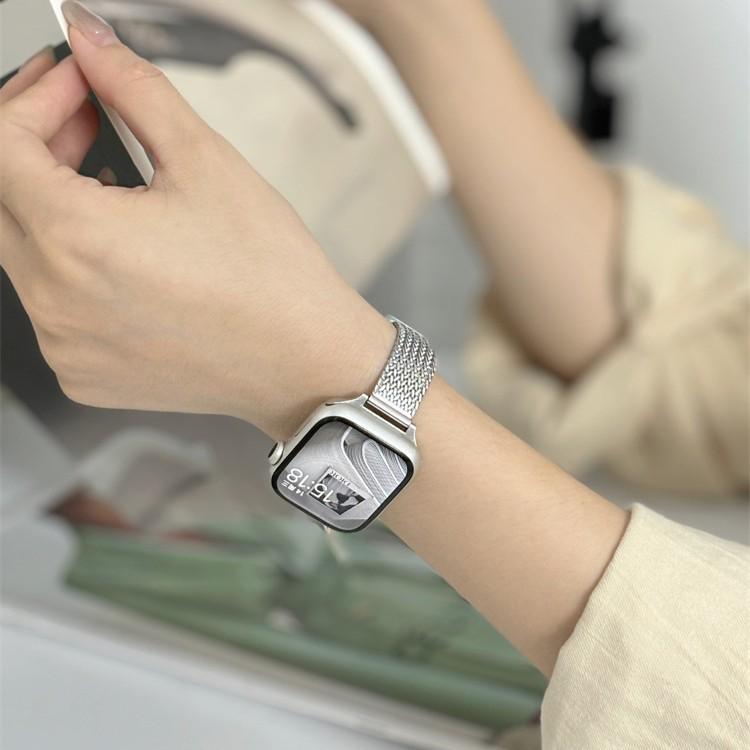 Apple Watch 10 Stainless Steel Magnetic Herringbone Mesh Strap - Compatible with Apple Watch 8/9