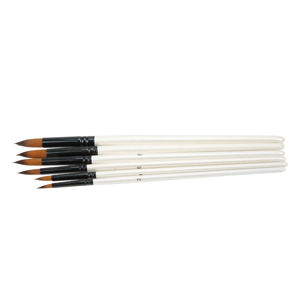 6pcs 6 Sizes Watercolor Brush Set Fine Detail Tip Oil Paint Brush Tips Fine Detail Tip