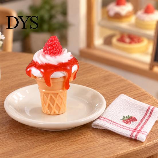 Cute 3D Resin Desserts 10Pcs Mini Ice Creams, Tiny Strawberry Jam Dessert Food for Doll Mansion Miniatures Mansion, DIY Craft Projects, Pretend