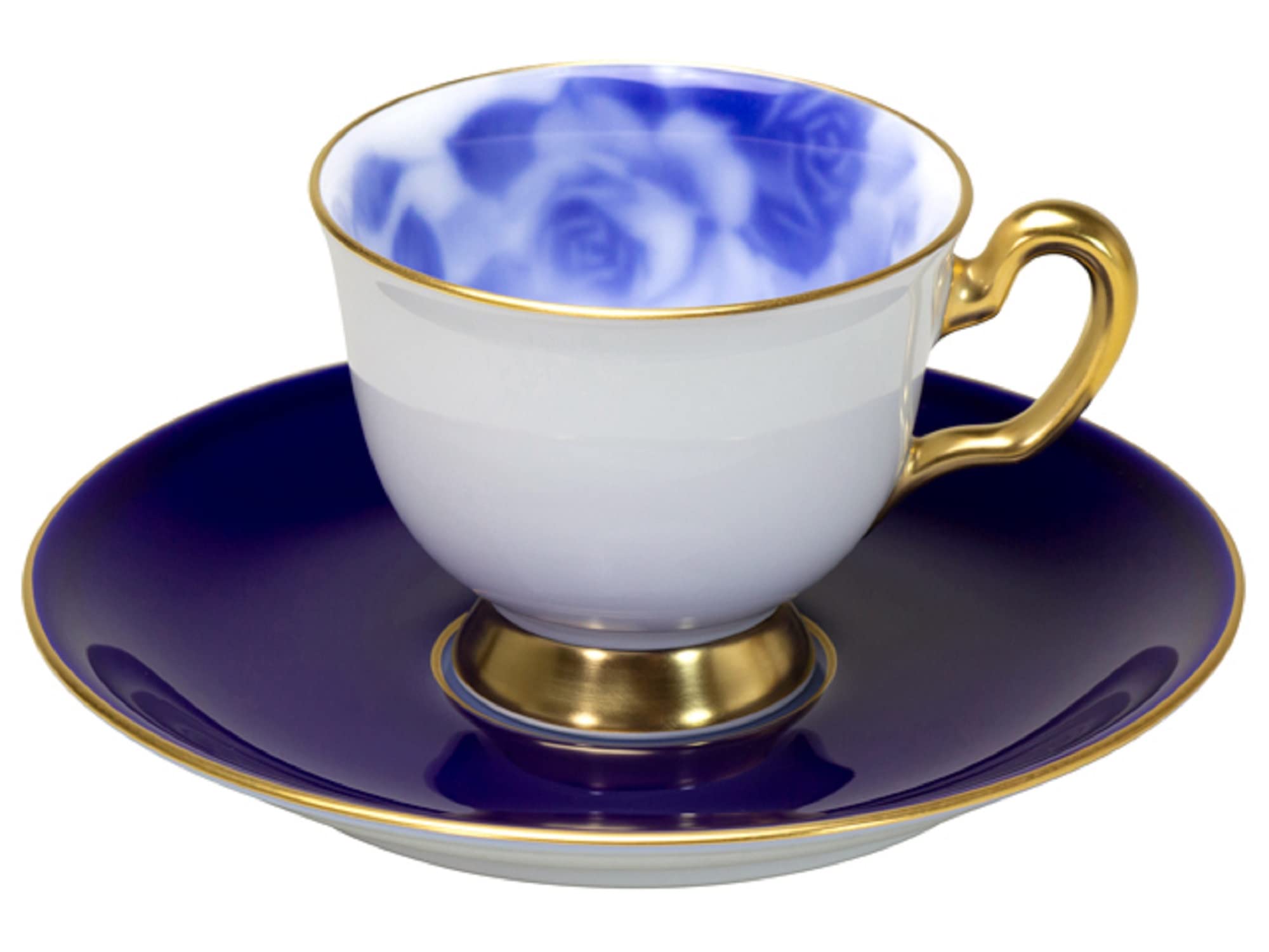 

Okura Pottery 100th Anniversary Blue Rose Demitasse Cup & Saucer, Coffee/Tea, Approx. 80cc, Made in Japan, 62c/8011-r