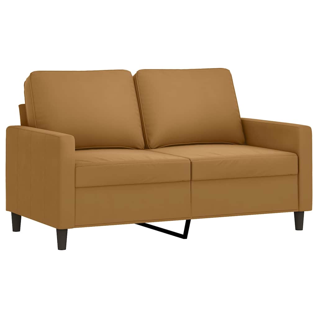2 Piece Sofa Set with Cushions Brown Velvet