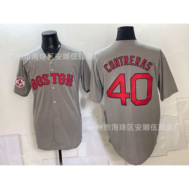 Maglietta da Baseball Unisex Ricamata Boston Red Sox Abbigliamento Sportivo Miscela di Cotone Traspirante Abbigliamento per tifosi
