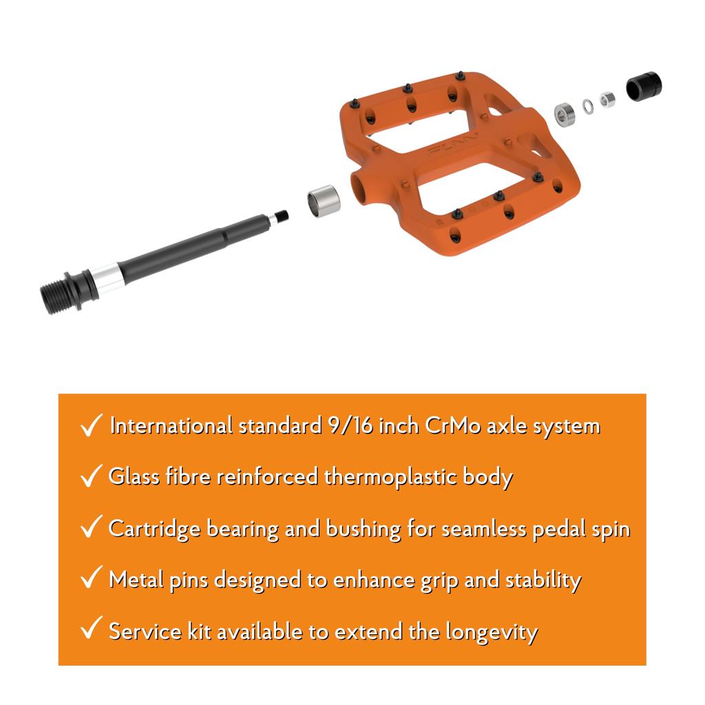 FUNN Taipan Glass Fiber Reinforced Thermoplastic Bicycle Pedals with CrMo Axle and Pins for Riding 9/16" Shin-Friendly MTB/BMX/Urban/Gravel (Green)