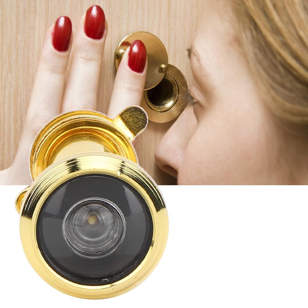 2Pcs 220 Degree Viewing Angle Anti Theft Household Door Viewer with Back Cover Home Security(14mm Gold )