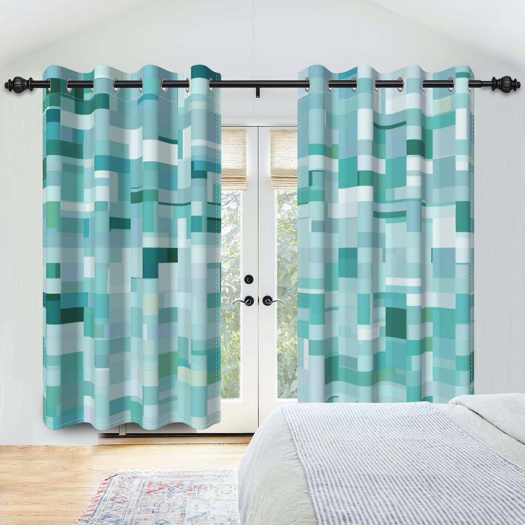 2Pcs/Set Colourful Gradient Window Curtain Bright Multicolor Blackout  Polyester Fabric Study Bedroom Living Room Decor Curtain