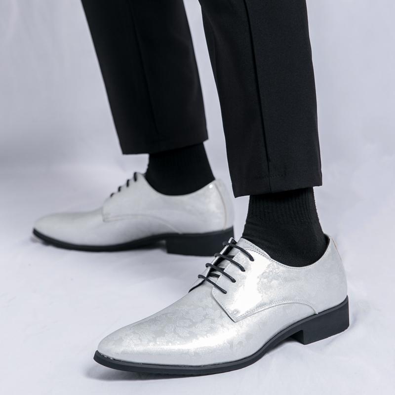 Office Men Dress Shoes Floral Pattern Men Formal Shoes Leather Luxury Fashion Groom Wedding Shoes Men Oxford Shoes Dress 38-48