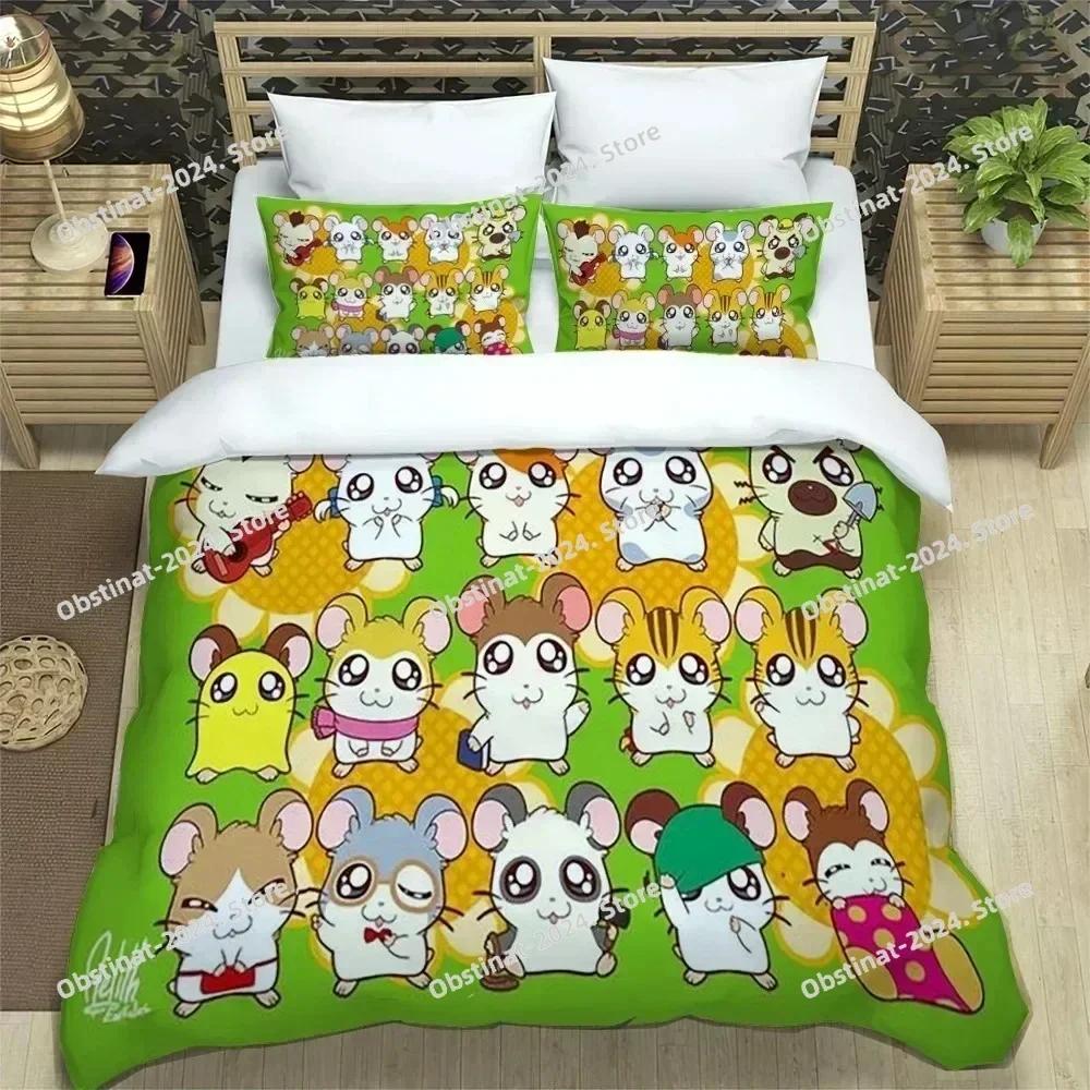 3D Printing Cartoon Lovely Hamtaro Bedding Set Duvet Cover Pillow Set Birthday Gift Boys Quilt Cover Bedding Home Textiles