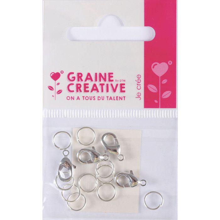 Sac en Gris - DTM LOISIRS CRÉATIFS - 4 fermoirs mousquetons argentés