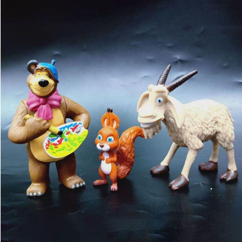 10 יחידות מאשה והדוב איכות פרימיום דמות פעולה בובה חמודה סט קישוט לעוגה מתנה לילדים