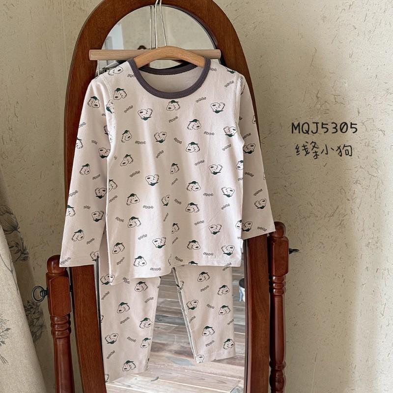 Cartoon Bunny Kids Pajamas Set 2025 Fall Winter Lycra Cotton Round Neck Sleepwear Boys Girls