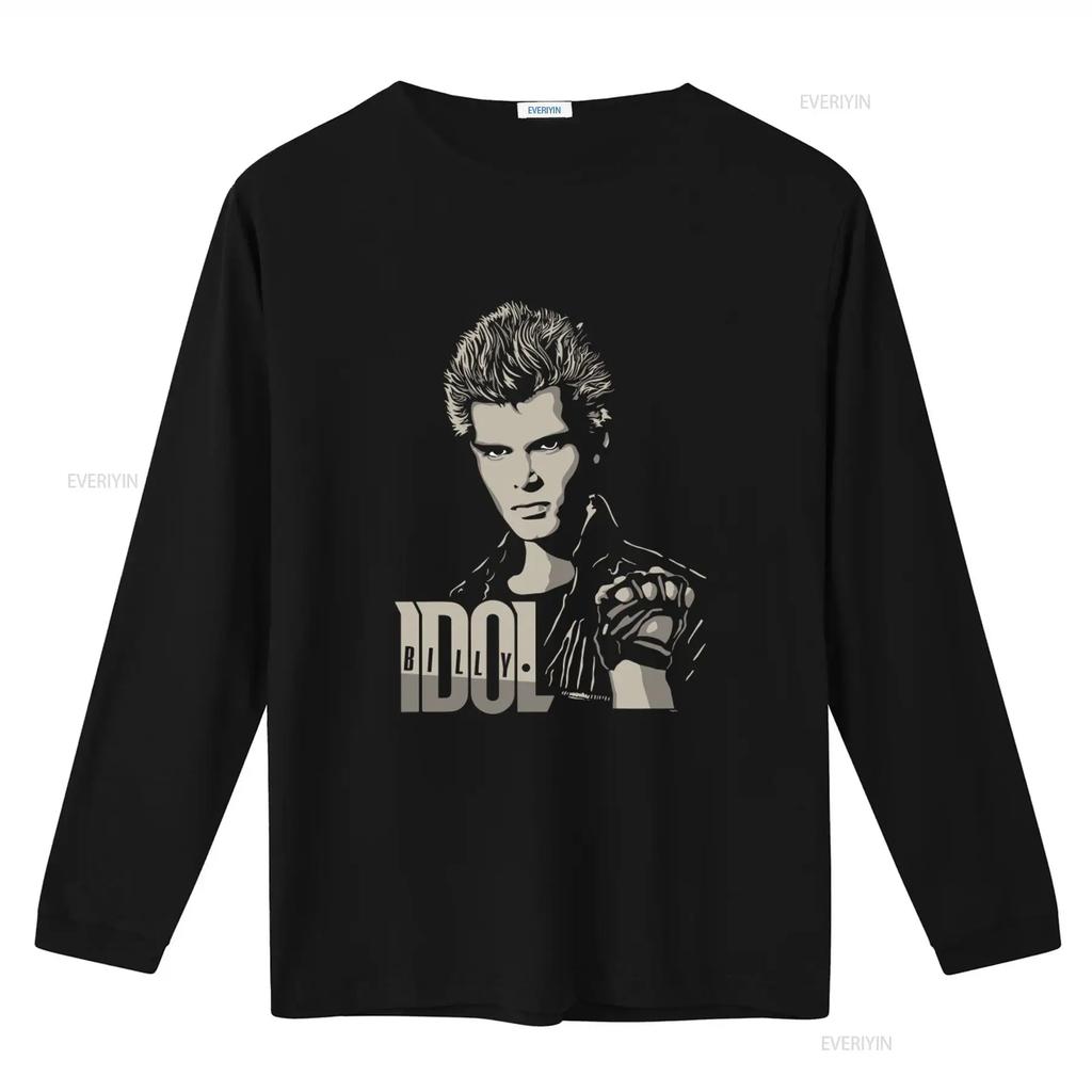 Billy Idol Print 2 Tone Black Adult T Shirt Retro Rock Style for Fans vintage Washed graphic Stylish Stretched homme Unisex