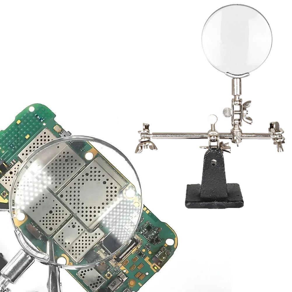 Multifarious Hand Desktop Magnifier Stand with LED Light Welding Illuminated Magnifying Glass Clip Clamp Helping for Crafting Cl