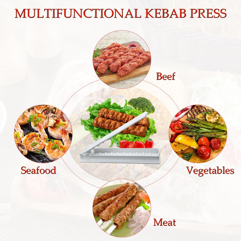 Kebab Maker Press Reusable Manual Kebab Press Kabob Mould Plastic BBQ Meat Skewer Machine For Kitchen Accessories