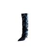 2025 European and American style Internet celebrity wide tube wrinkled pointed high heel piled boots