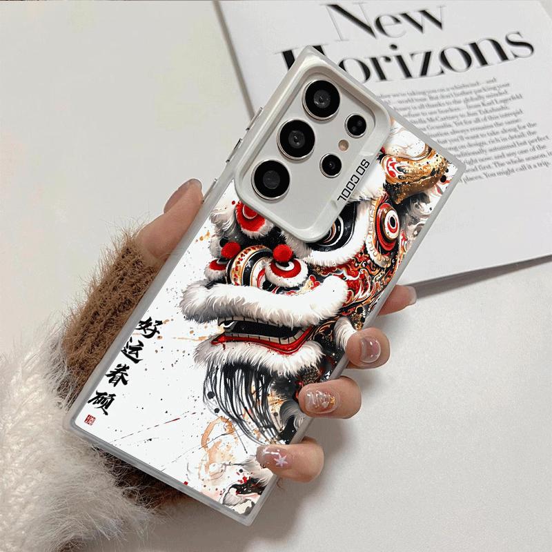 Lion Dance Ink Wash Shockproof Phone Case for Samsung Galaxy S26 Edge S25 Ultra S24 FE S23 Plus S21 Cover Anti Fall Fundas