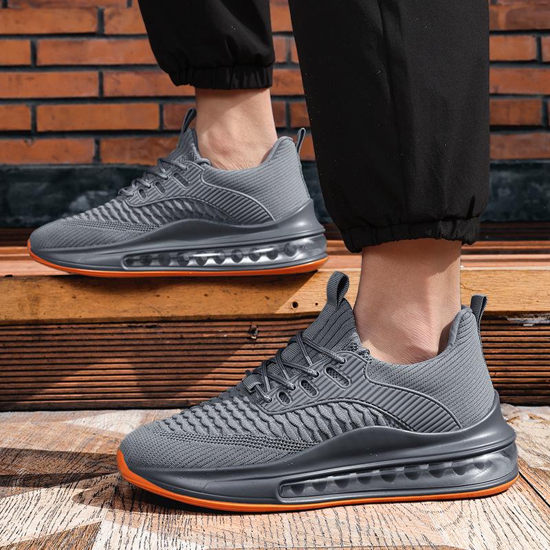 Men's Breathable Coconut Shoes: Large Size, Air Cushion, Shock Absorption, Trendy Running Sneakers.