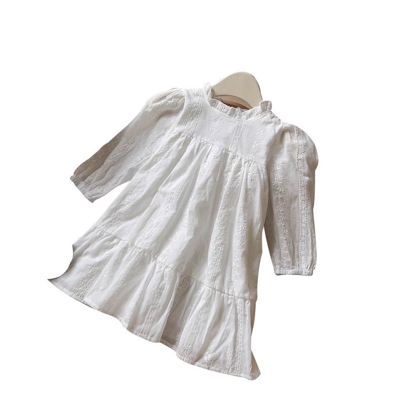 Mädchen Stilvolles Besticktes Langarm Prinzessinnenkleid - Frühling/Herbst