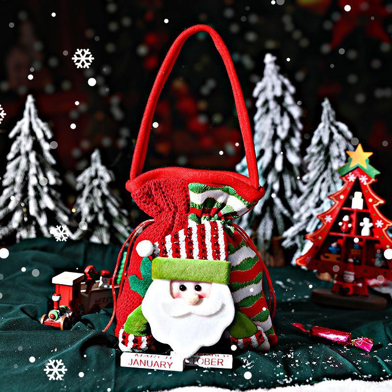 Large Knitted Santa Backpack Christmas Candy Doll Bag Decoration