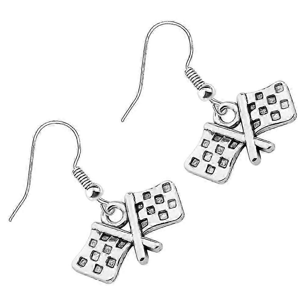 1 Paar Renn-Charme Ohrringe Schmuck Auto-Renn-Charme Ohrringe Rennflaggen-Ohrringe