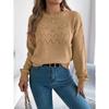 Women's Knitted Sweater - Solid Colour Lace-Up Lantern Sleeve Pullover Halloween Ladies' Top