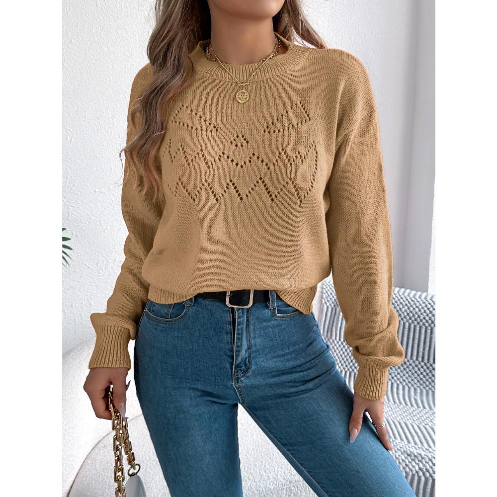 Women's Knitted Sweater - Solid Colour Lace-Up Lantern Sleeve Pullover Halloween Ladies' Top