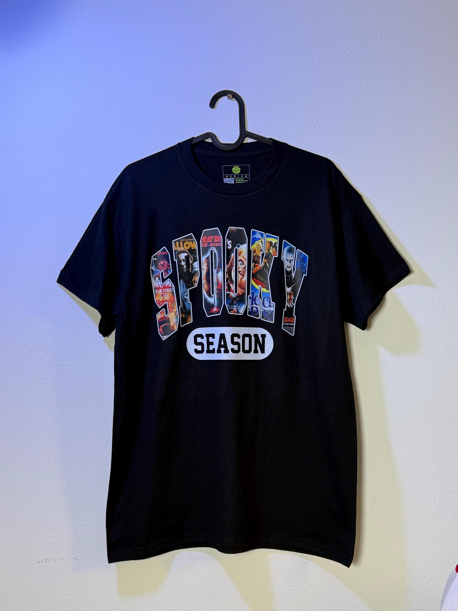 Spooky Season T-Shirt | Halloween Horror Movie Collage Tee | Scary Vintage Graphic Shirt | Unisex Black Tee S