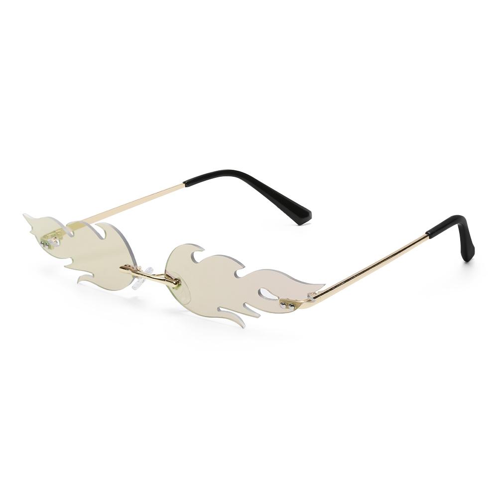 Luxury Frameless Dragon Phoenix Fire Shape Flame Rimless Fashion Sunglasses Narrow Sunglasses UV 400 Streetwear Trending Eyewear