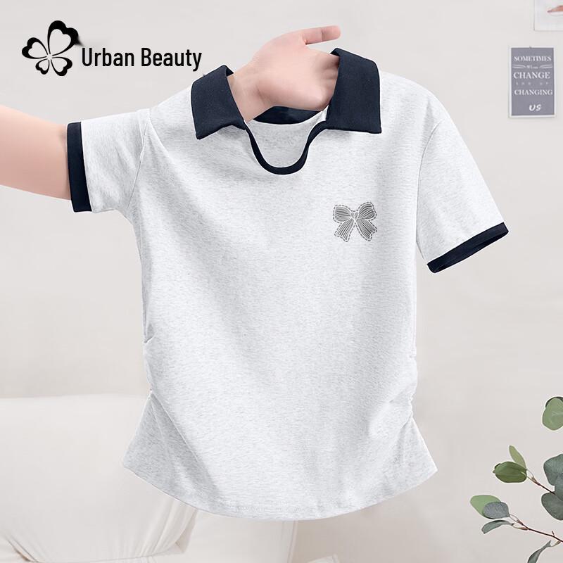 Women s Spliced Contrast Collar Short Sleeve T-shirt M