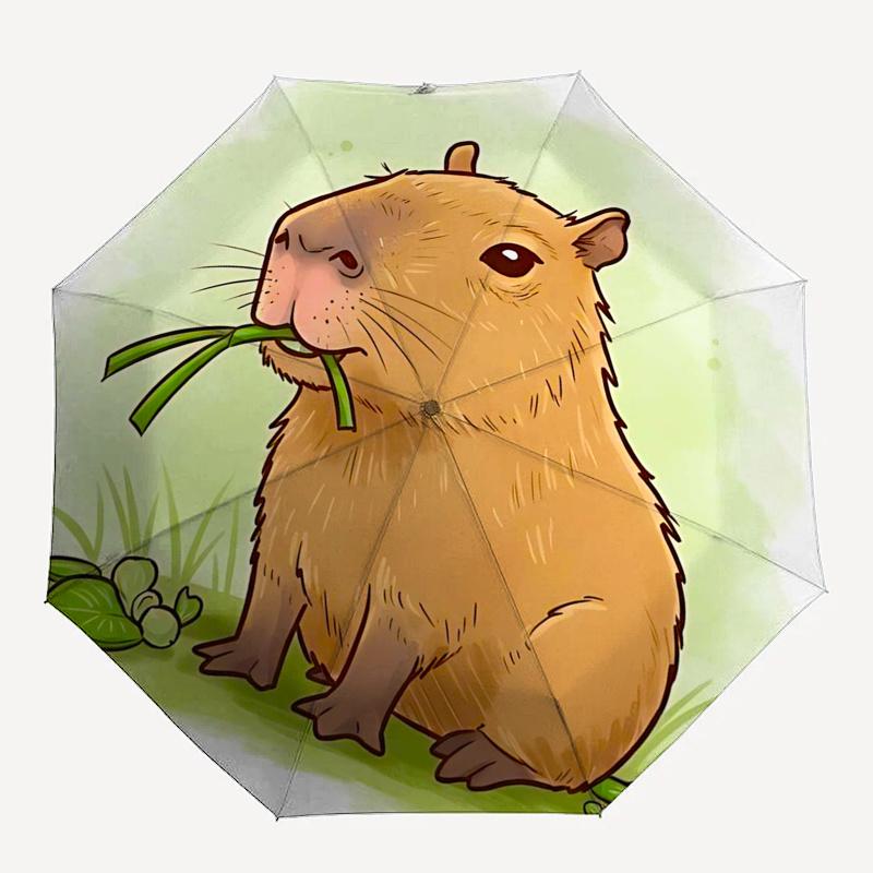 Capybara Themed Travel Umbrella 8 Ribs Automatic Opening and Closing,Portable Folding Design,Compact and Stylish Umbrella Suitable for Out