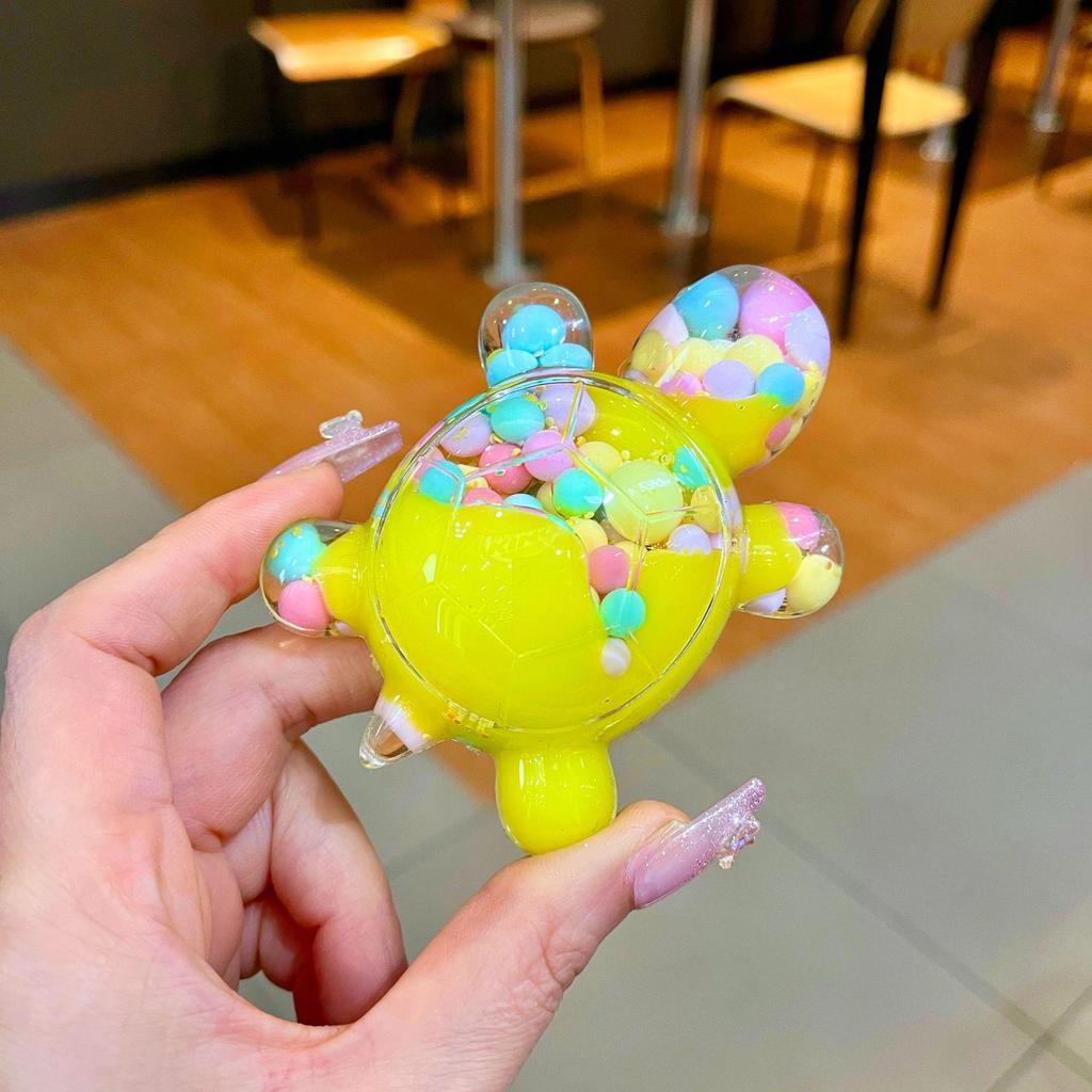 Creative Quicksand Turtle Keychain with Acrylic Macaron Colors and Large Display Stand