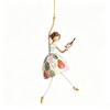 Hand Painted Ballerina Lady Figurine with Dangling Legs Whimsical Dancing Lady Hanging Ornament Vintage Women's Shaped Decor