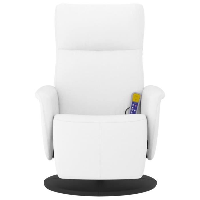 VidaXL Fauteuil inclinable de massage repose-pieds blanc similicuir 356558