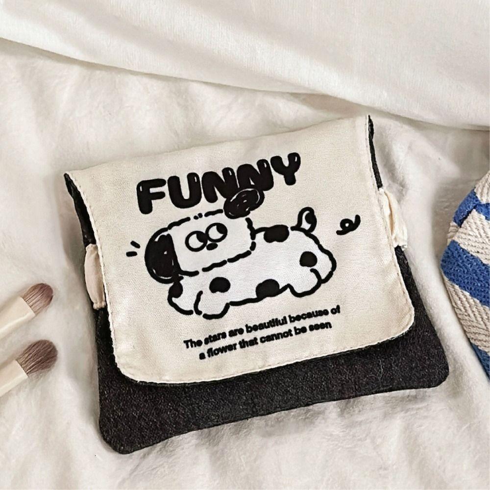 Large Capacity Mini Cosmetic Bag Puppy Cartoon Coin Purse Sanitary Napkin Storage Bag Women