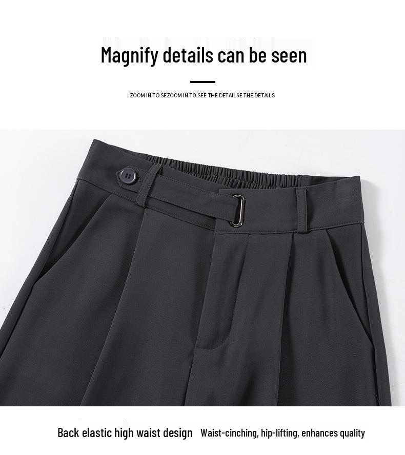 Women's High-End Black High-Waisted Loose Wide-Legged Pants for Autumn 2026