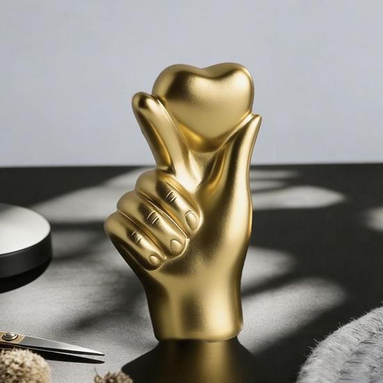 Yousheng Heart Hand Gesture Sculpture Romantic Desktop Love Ornaments for Living Room Home Table Decor Valentine Day Wedding Gifts